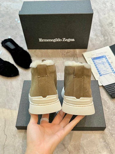 Кроссовки с мехом Ermenegildo Zegna Triple Stitch - Beige   