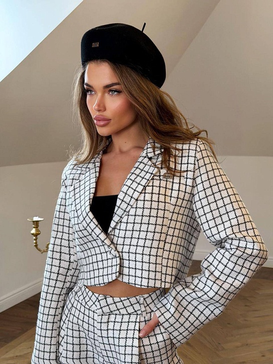 Женский костюм в клетку MIU MIU premium - White