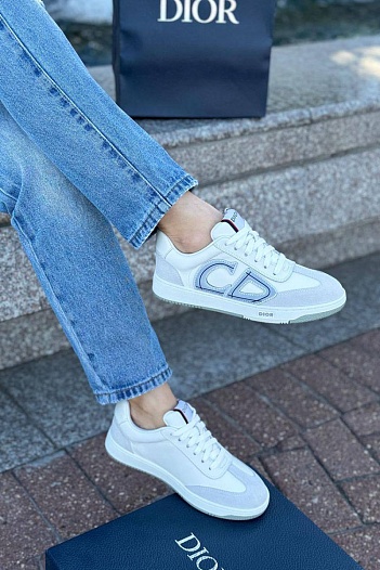 Женские комбинированные кроссовки Dior - White / Grey   