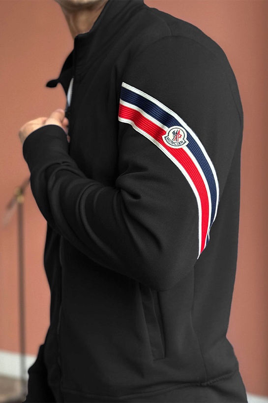 Кофта на молнии Moncler striped logo - Black