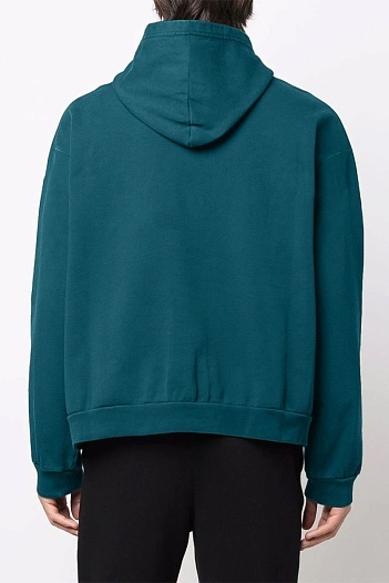 Худи сине-зелёного цвета Balenciaga Paris logo-print   