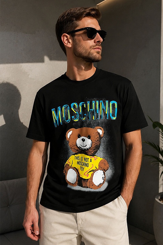 Мужская чёрная футболка Moschino Teddy Bear
