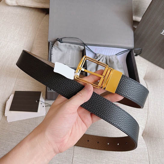 Двусторонний кожаный ремень Zegna Premium (длина 110 см, ширина 3.5 см)