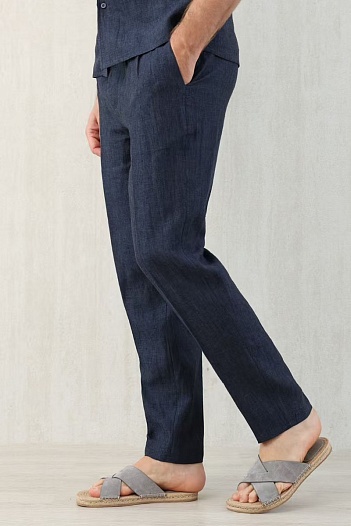 Льняные брюки Brunello Cucinelli Premium - Navy   