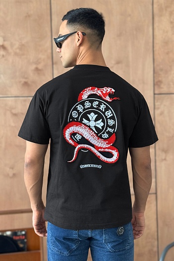 Чёрная оверсайз футболка Snake logo   