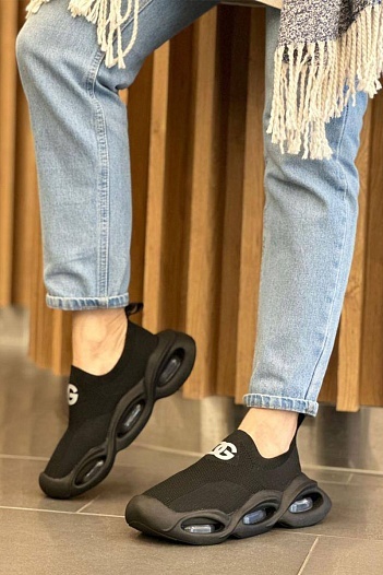 Женские чёрные кроссовки Dolce&Gabbana Wave low-top   