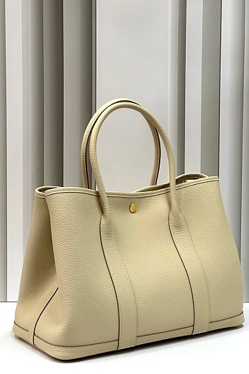 Женская кожаная сумка Hermes Garden Party Premium 36x26x17 см - Beige   