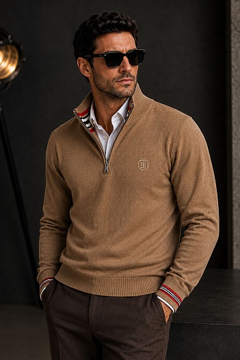 Мужской джемпер Burberry quarter-zip - Brown   