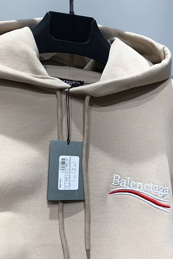 Оверсайз худи Balenciaga бежевого цвета   