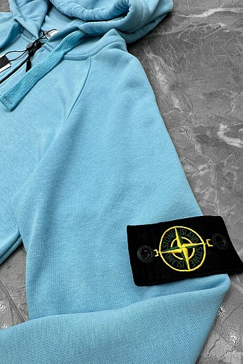 Голубая кофта на молнии Stone Island compass-patch   