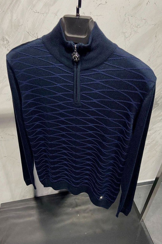 Классическая кофта Stefano Ricci тёмно-синего цвета logo-plaque