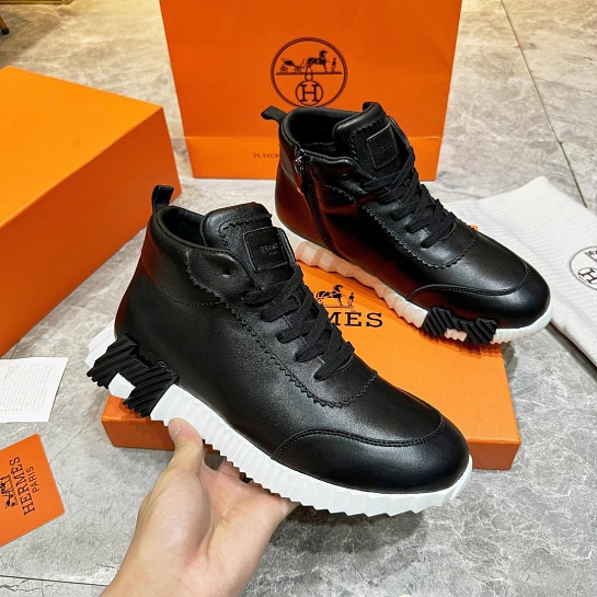 Кроссовки с мехом Hermes Bouncing high-top - Black / White