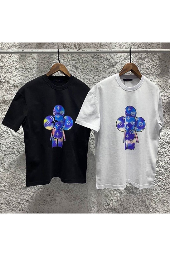 Брендовая оверсайз футболка Louis Vuitton чёрного цвета