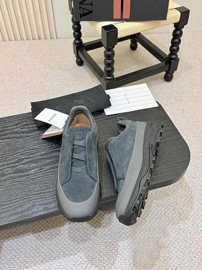 Замшевые кроссовки Zegna Triple Stitch Monte - Grey   