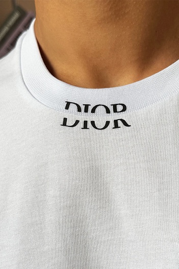 Белая оверсайз футболка Dior pocket logo   