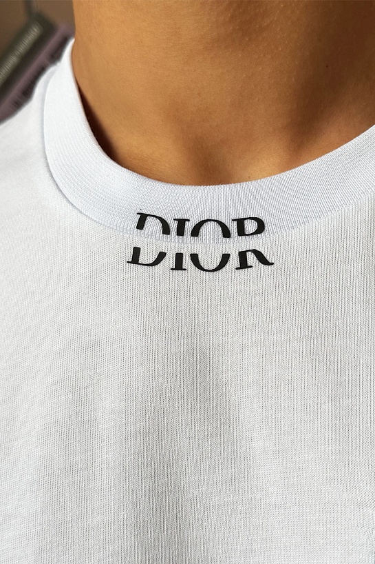 Белая оверсайз футболка Dior pocket logo