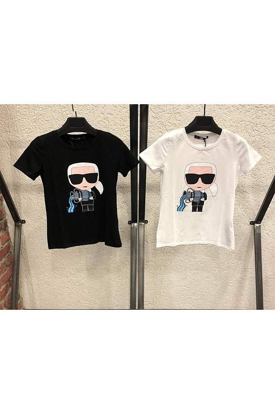 Женская чёрная футболка Karl Lagerfeld "Aquarius"
