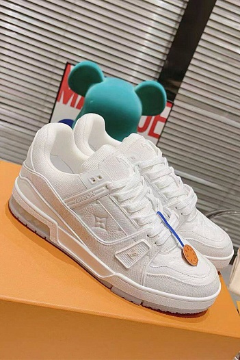 Женские кожаные кроссовки Louis Vuitton Trainer Monogram - White   