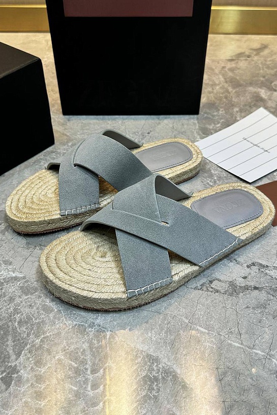 Мужские шлёпанцы Ermenegildo Zegna suede - Blue