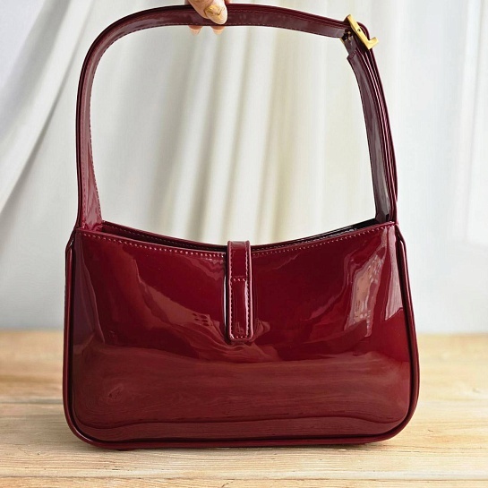 Женская лакированная сумка Yves Saint Laurent le 5 a 7 25x16 см - Burgundy