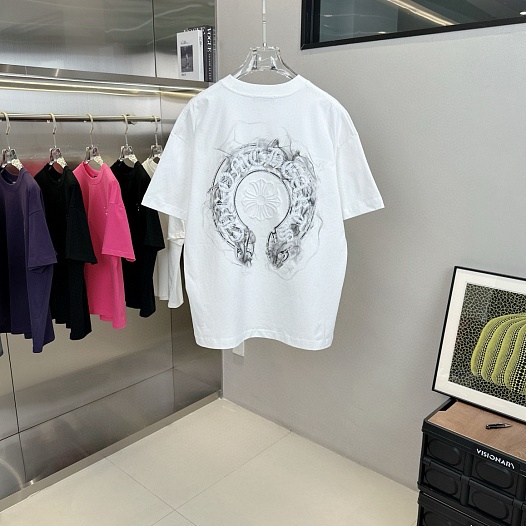 Белая оверсайз футболка Chrome Hearts Premium   