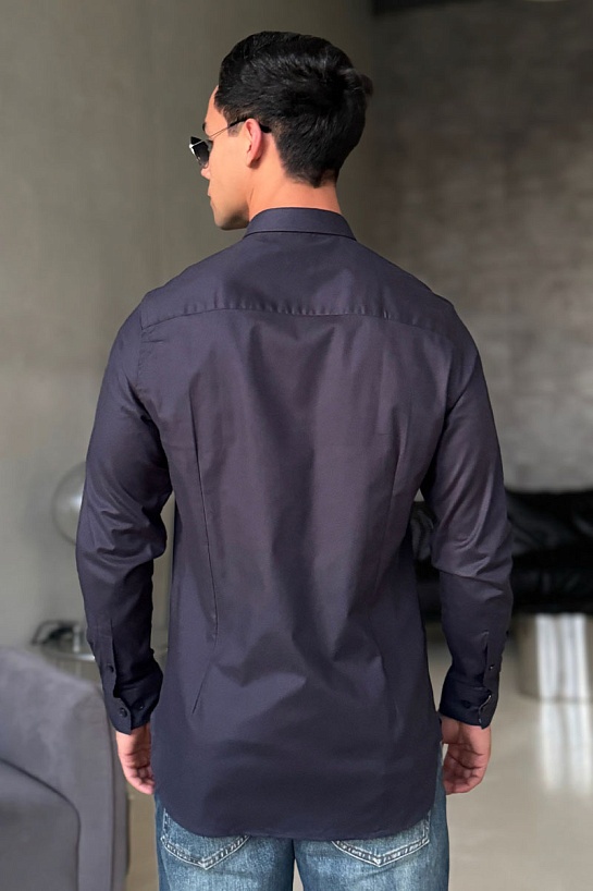 Мужская рубашка Burberry logo-embroidered - Navy