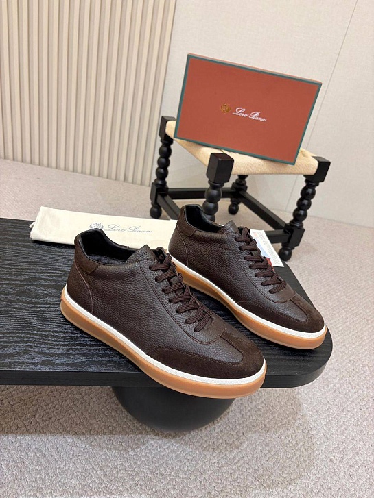 Кожаные кроссовки с мехом Loro Piana high-top