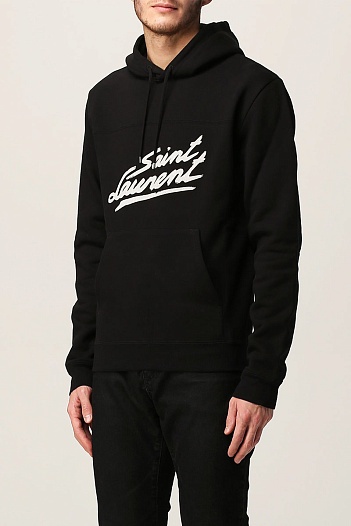Чёрное худи Saint Laurent Paris logo-print   