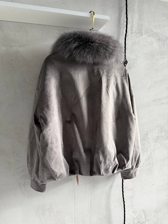 Женский бомбер с натуральным мехом Loro Piana premium