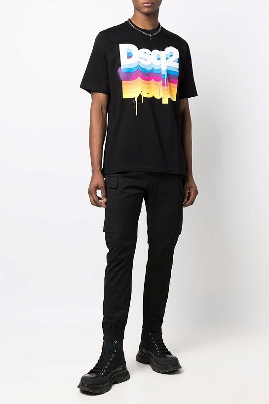 Чёрная мужская футболка Dsquared2 logo-print