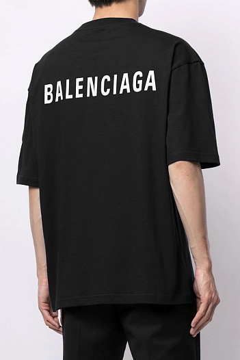 Чёрная оверсайз футболка Balenciaga logo-print   