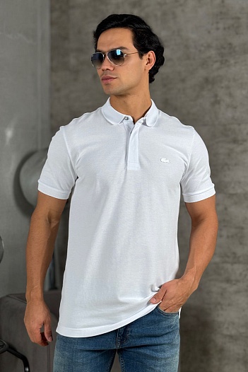 Мужское поло Lacoste белого цвета   