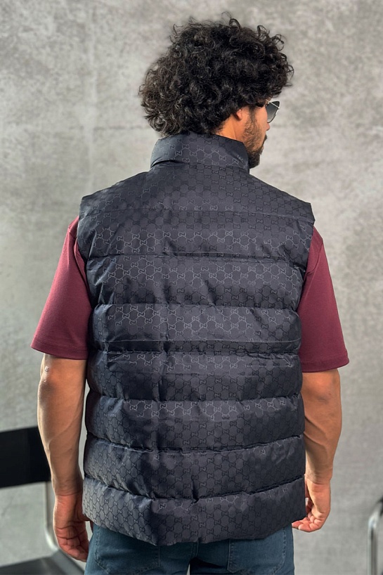 Мужской темно-синий жилет Gucci GG monogram
