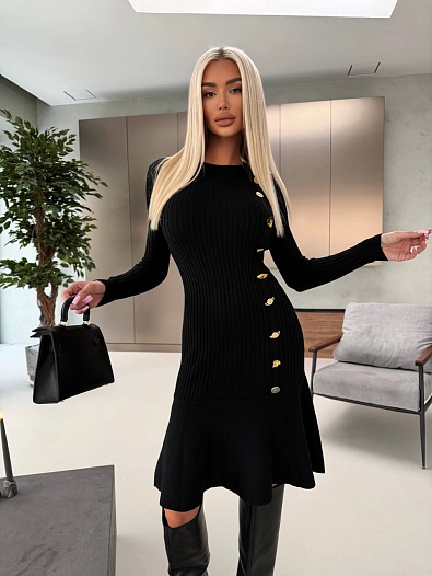 Женское трикотажное платье Schiaparelli premium - Black   