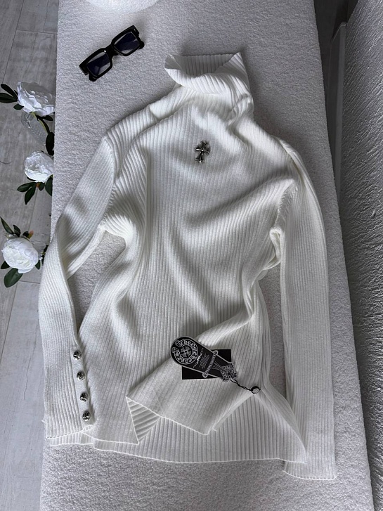 Белая женская водолазка Chrome Hearts premium