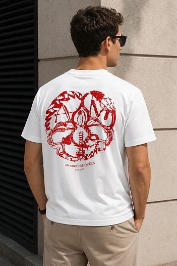 Футболка белого цвета Alexander McQueen graphic-print   