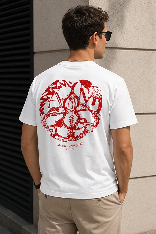 Футболка белого цвета Alexander McQueen graphic-print