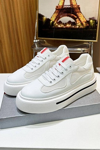 Комбинированные кроссовки Prada logo-stripe - White   