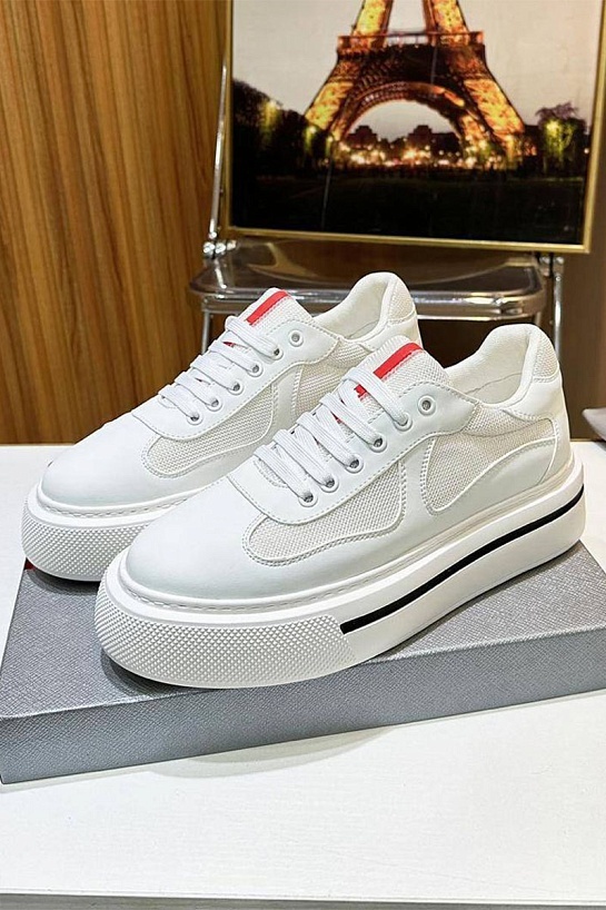 Комбинированные кроссовки Prada logo-stripe - White