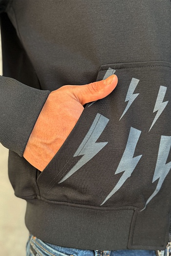 Мужской чёрный бомбер Neil Barrett Thunderbolt   