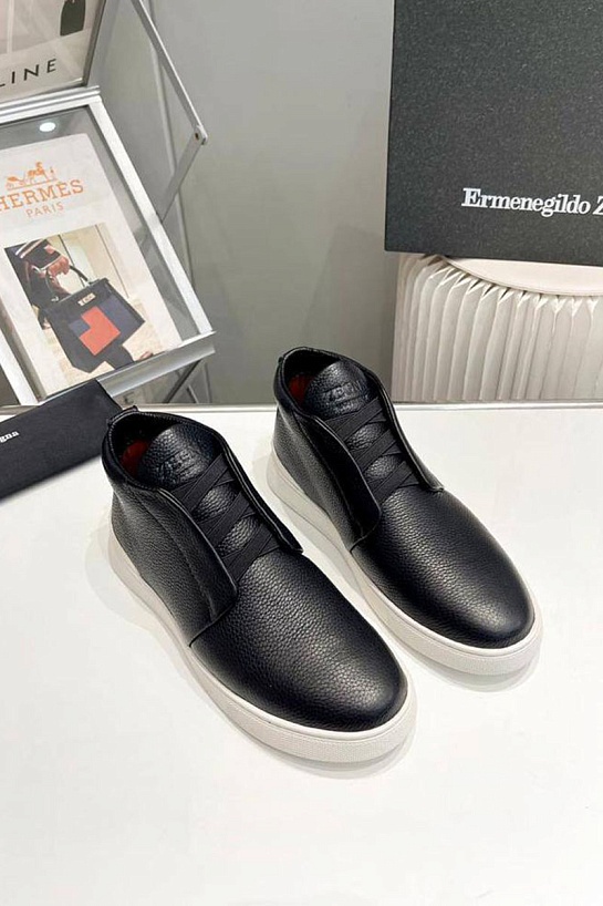 Кожаные кроссовки Zegna Triple Stitch high-top