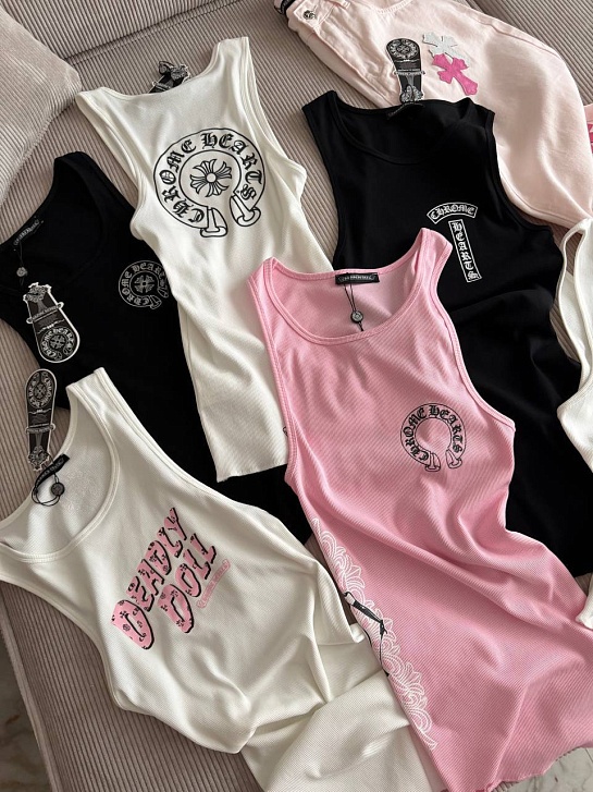 Женская белая майка Chrome Hearts premium