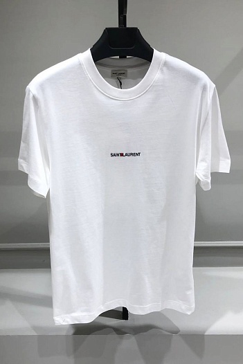 Мужская белая футболка Saint Laurent logo-print   