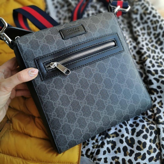 Кожаная сумка Gucci GG Black Small messenger bag 21x23 см   