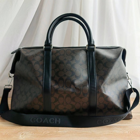 Кожаная дорожная сумка Coach monogram 45x20 см