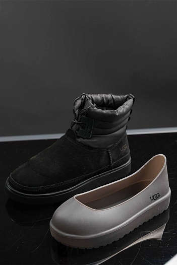 Ботинки с мехом UGG Classic Mini Lace-Up - Black   