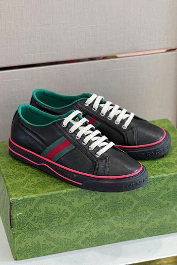 Мужские чёрные кроссовки Gucci GG Monogram   