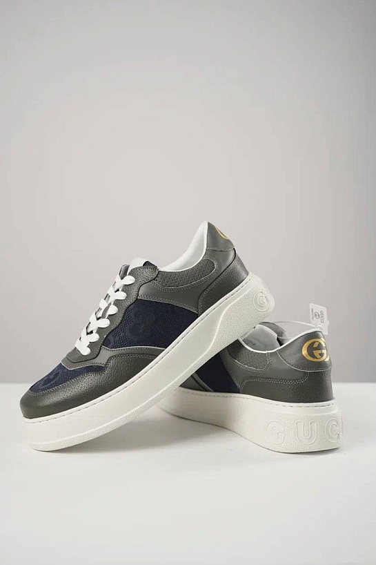 Комбинированные кроссовки Gucci Interlocking G - Grey / Blue