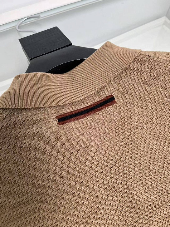 Мужское поло Zegna buttonless - Brown