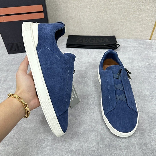 Мужские кроссовки Ermenegildo Zegna Triple Stitch Suede - Blue